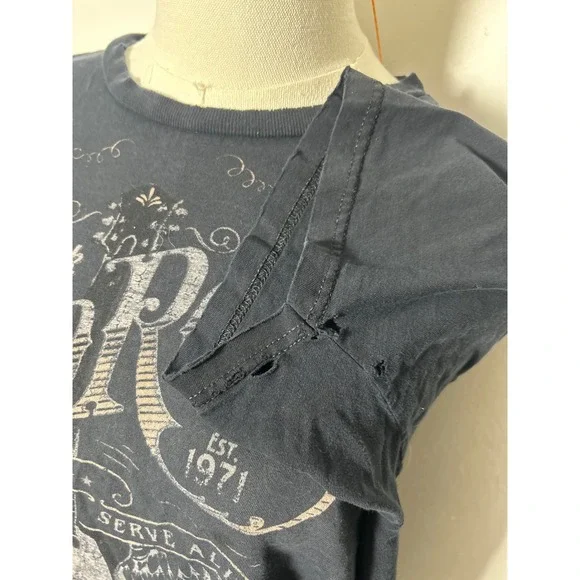 y2k Hard Rock Cafe Las Vegas Distressed Graphic Tee Faded Black Guitar Small - Picture 4 of 6